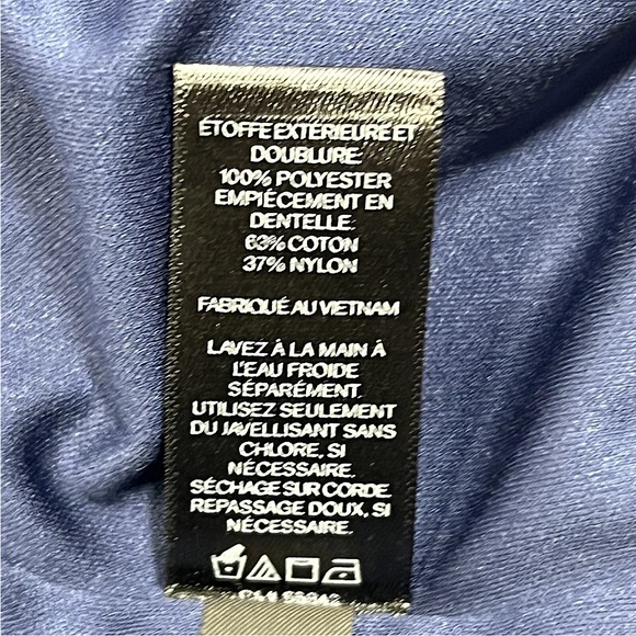 Express Dress Womens Medium Navy Blue Floral Long Sleeve Lace Trim - Picture 10 of 16